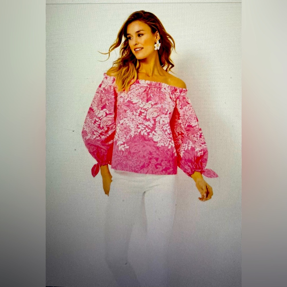 Lily Pulitzer, new with tags, Jamielynn, long sleeve off the shoulder top size M